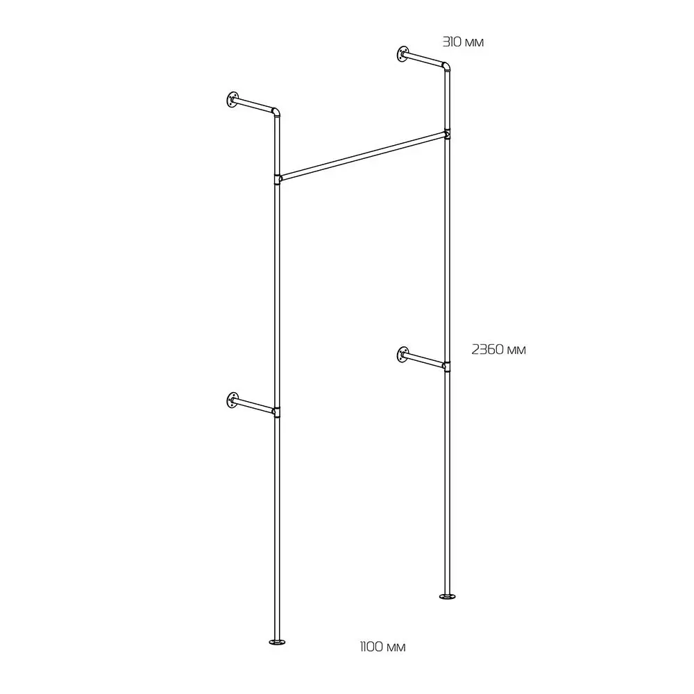 Комплект системы хранения Larvij PIPE01 7.5x100.5x8.5 см цвет черный STLM-2071152 - Вид №5