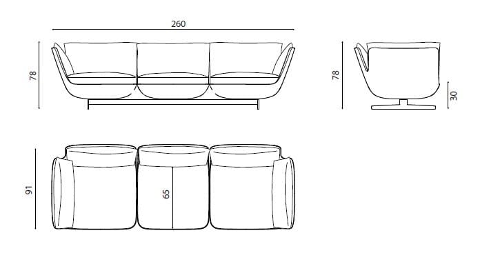 3-местный тканевый секционный диван Twils Biggie ARCH-00054358 - Вид №3