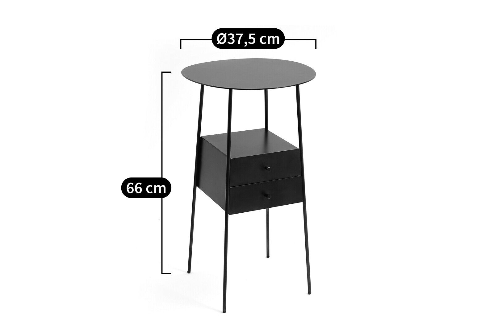 Круглая металлическая прикроватная тумбочка с ящиками AMPM OSASUN ARCH-00044292 - Вид №4