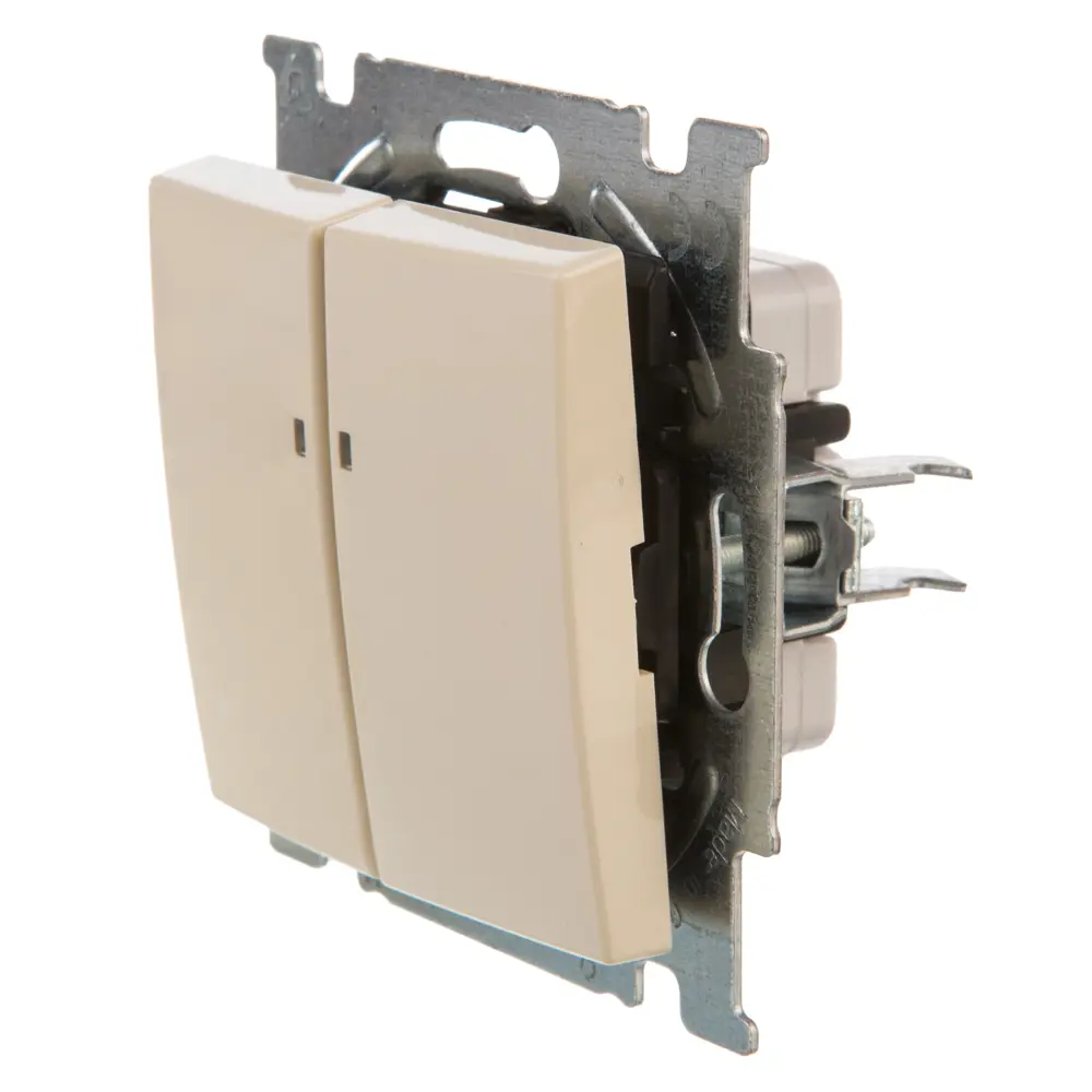 Выключатель встраиваемый ABB Basic 55 2 клавиши с подсветкой, цвет бежевый 13593124 STLM-2039203 Basic55 - Вид №2