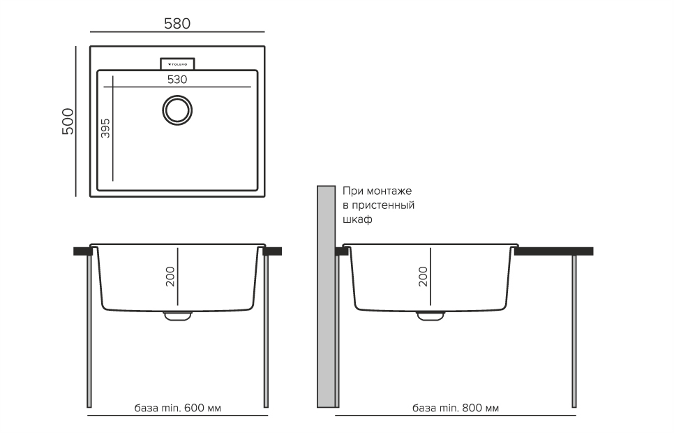 Кухонные мойки Tolero Loft TL-580 943803 - Вид №2