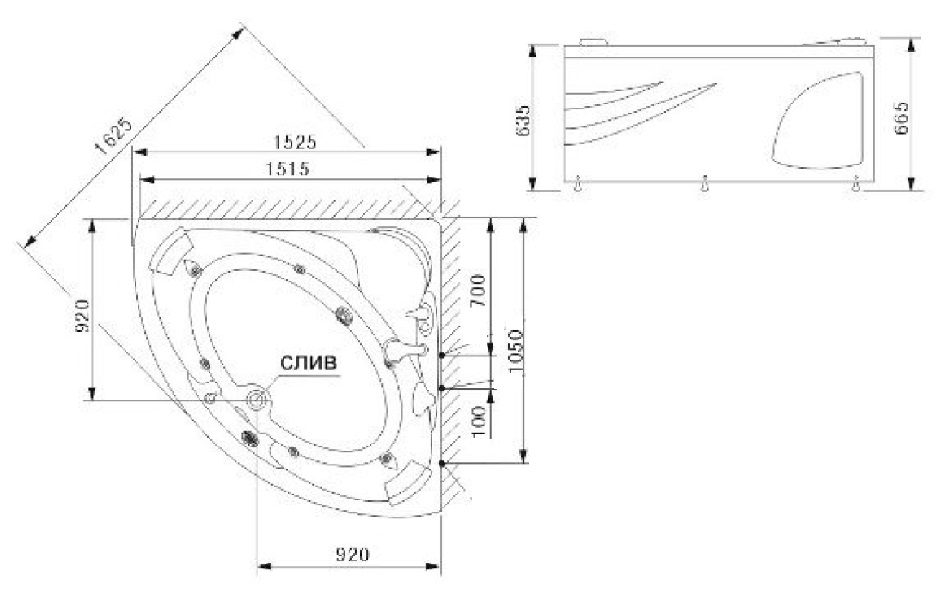 SU-1515 Ванна акриловая Appollo A Santreyd - Вид №2