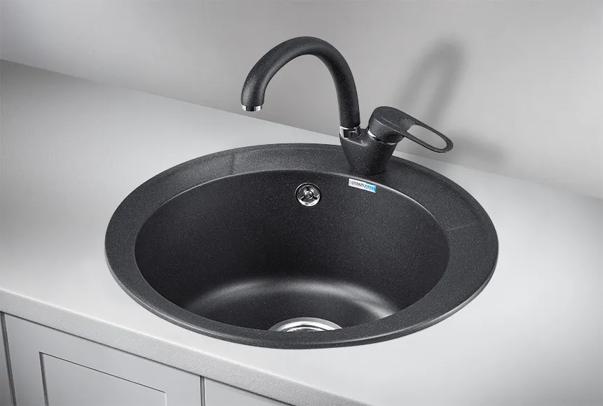 4802, ЧЁРНЫЙ, кухонная мойка, СтандАРТ кварц GRANULA Standart 4802-ST15