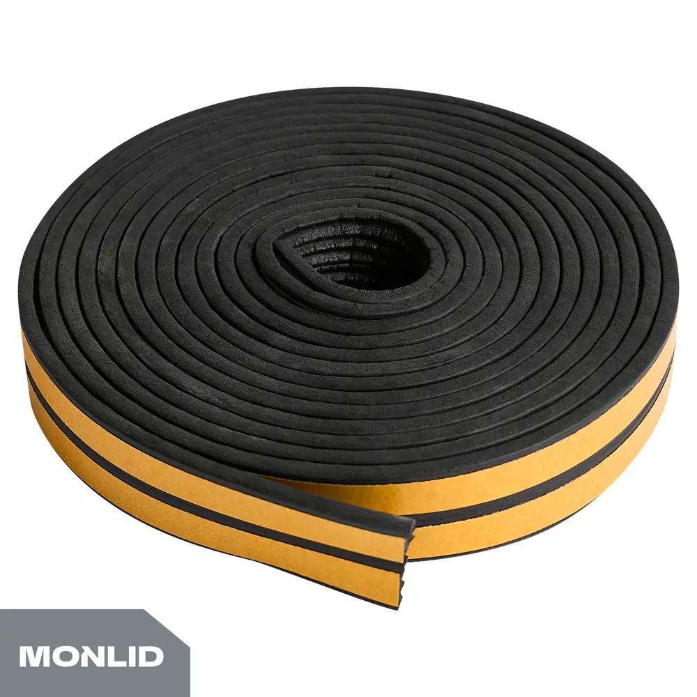 Уплотнитель EPDM для окон и дверей самоклеящийся MONLID E-профиль 6 м цвет черный STLM-2094351 - Вид №3