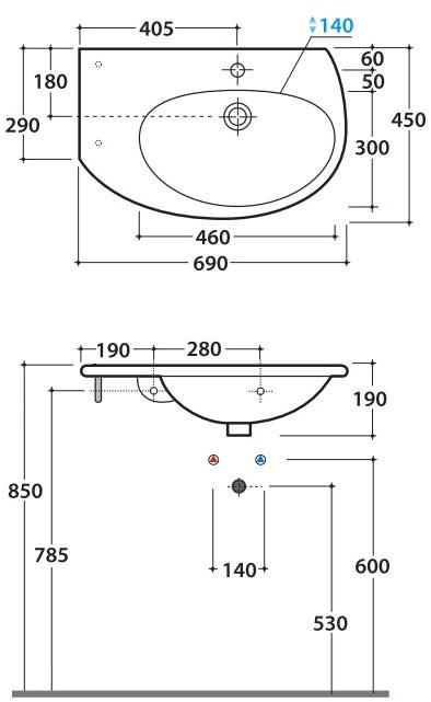 Bo022-23 Подвесная раковина настенная овальная Ceramica Globo Grace белая - Вид №2