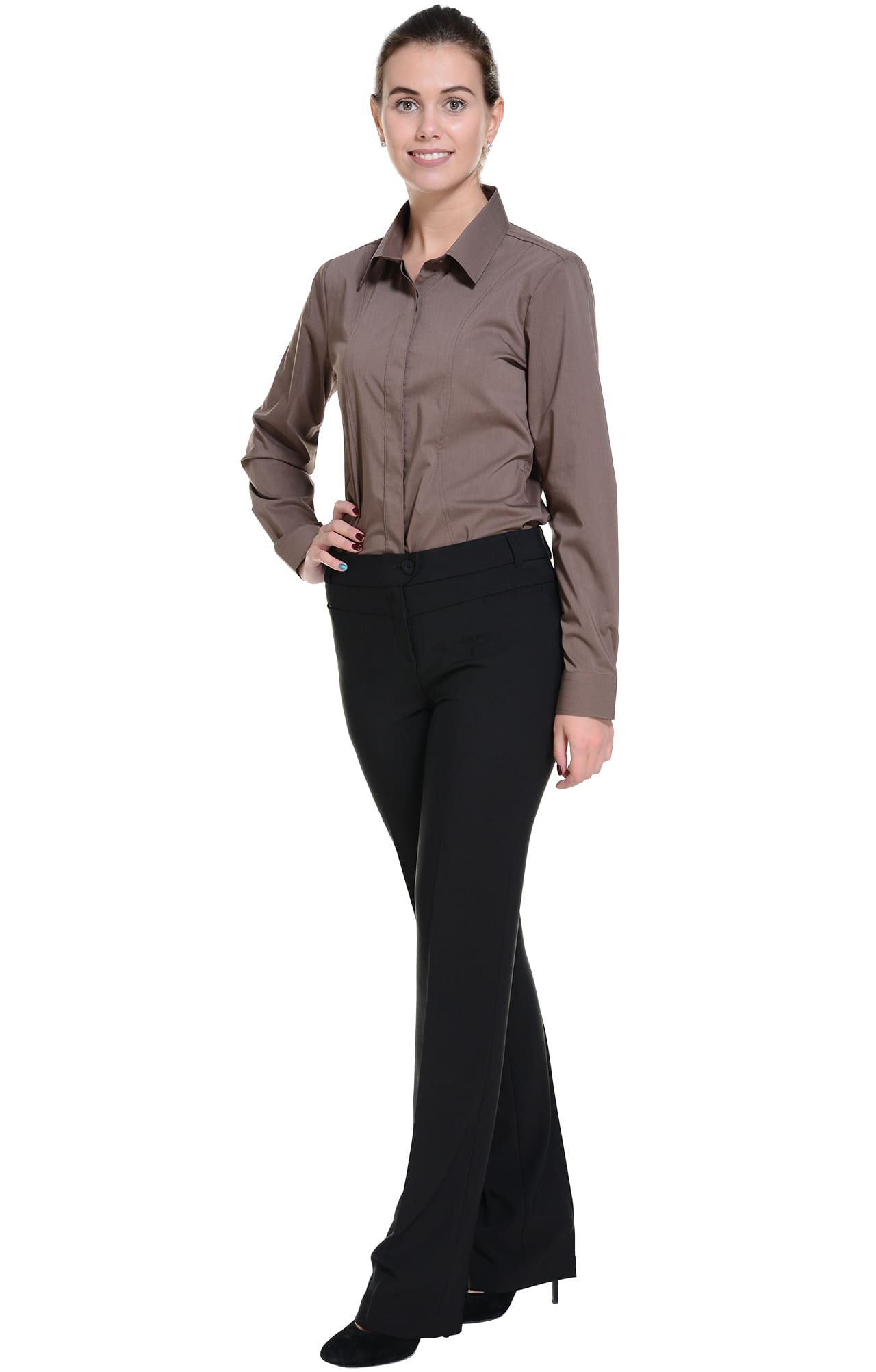 62509 Рубашка женская  chocolate El-Risto  Корпоративная одежда  размер 40 (XS)  - Вид №6