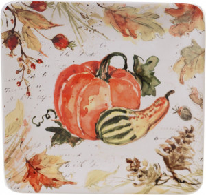 10642244 Certified International Тарелка пирожковая квадратная Certified Int. Осенние краски.Тыква и кабачок 15см, керамика Керамика