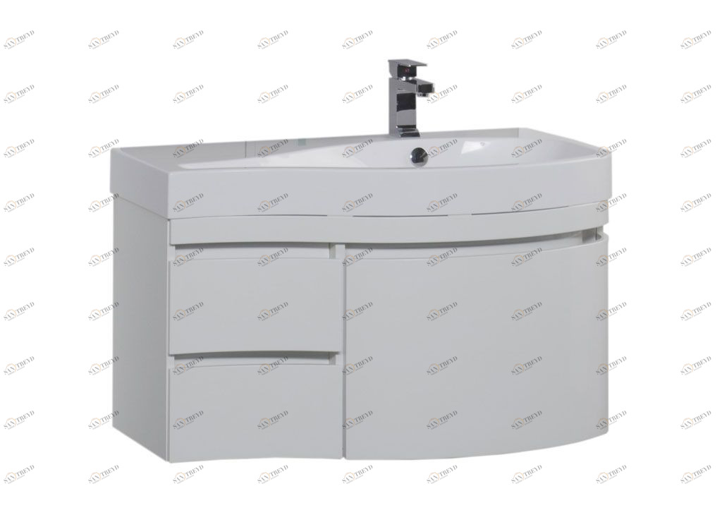 Тумба с раковиной Aquanet Сопрано 95 R белый (3 ящика) 0016966100169396