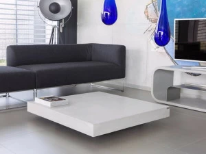 CO33 Квадратный бетонный журнальный столик на колесиках Tabula B1