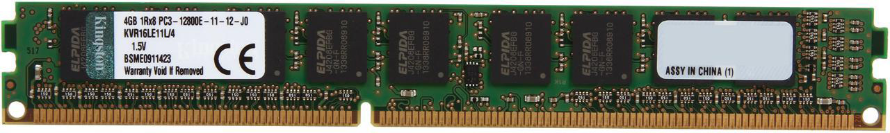 KVR16LE11L/4 dimm 4gb 1600mhz ddr3l ecc cl11 1.35v w/ts vlp Kingston Santreyd 