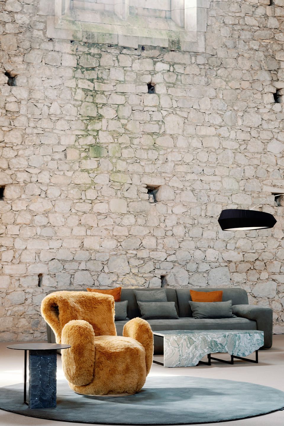 Круглый журнальный столик из черного мрамора Marquina Greenapple AIRE ARCH-00075831 - Вид №10