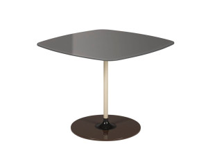 Квадратный журнальный столик с хрустальной столешницей и стальным основанием