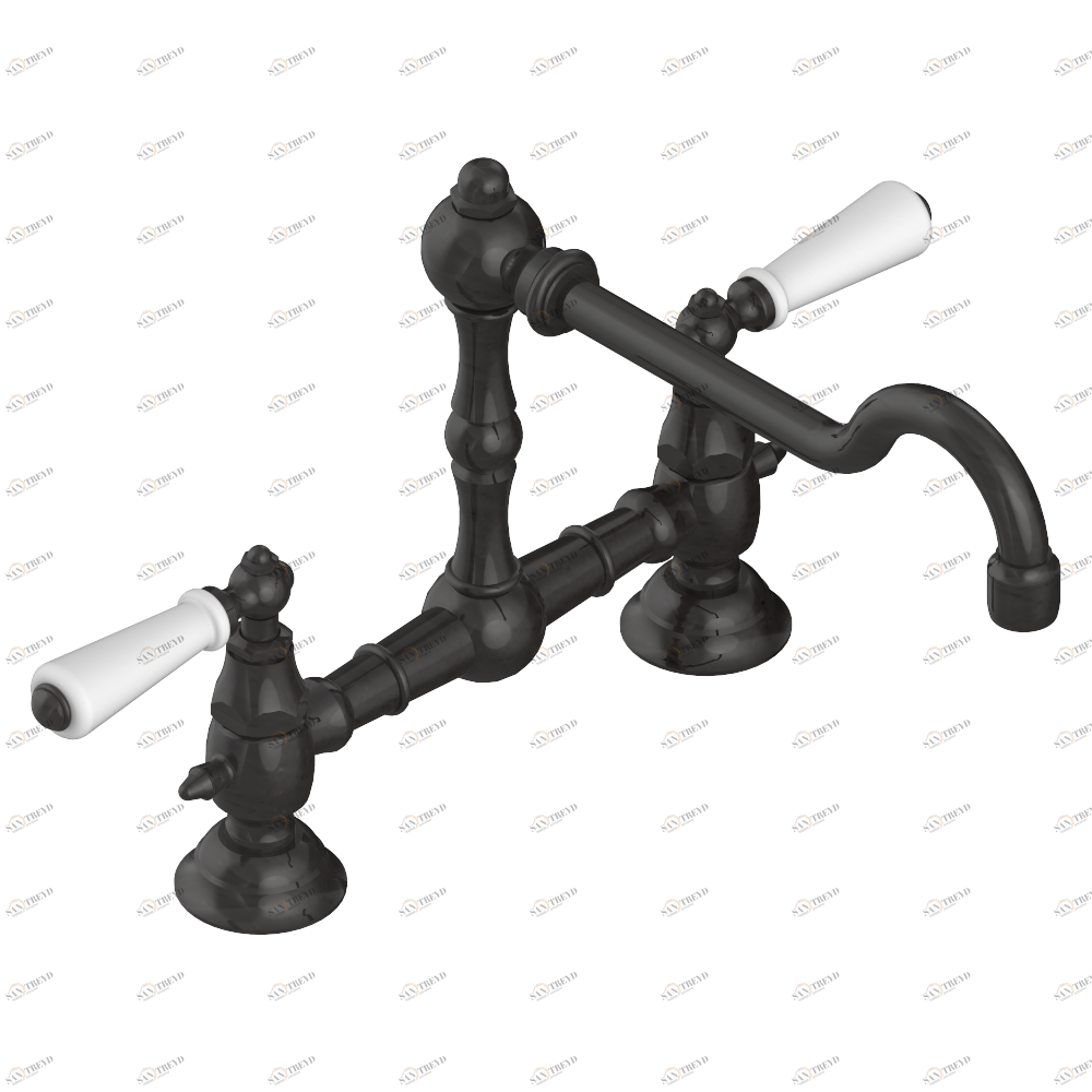 G75-159 Смеситель для кухонной мойки на два отверстия - 200 мм между центрами Thg-paris Charleston с рукоятками Покрытие PVD бронза G75 159 CAT.F