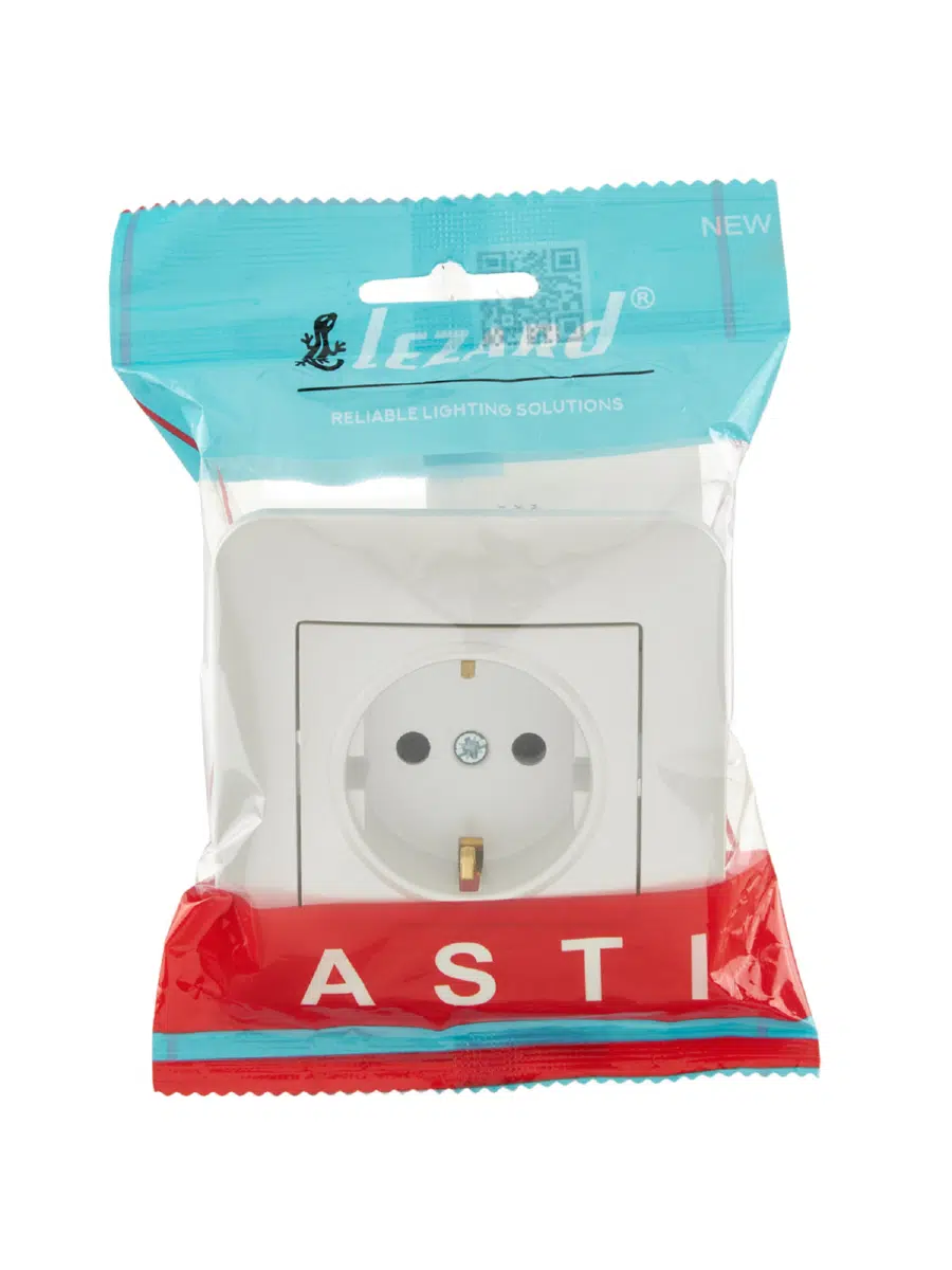 ASTI Розетка с защитой от детей ПБТ жемчужно-белый перламутр LEZARD 7081-3030-124B