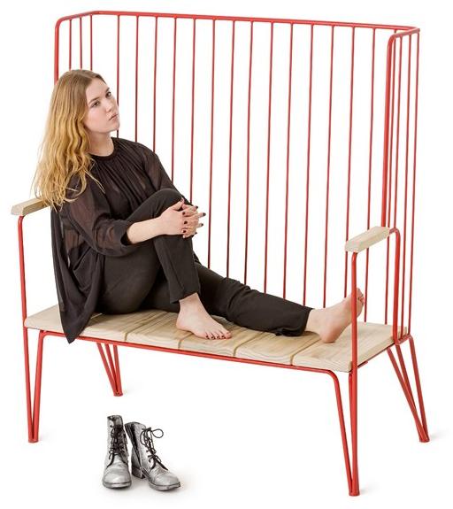 Nola Industrier Скамья из стали и дерева со спинкой Gard U33-10 - Вид №3