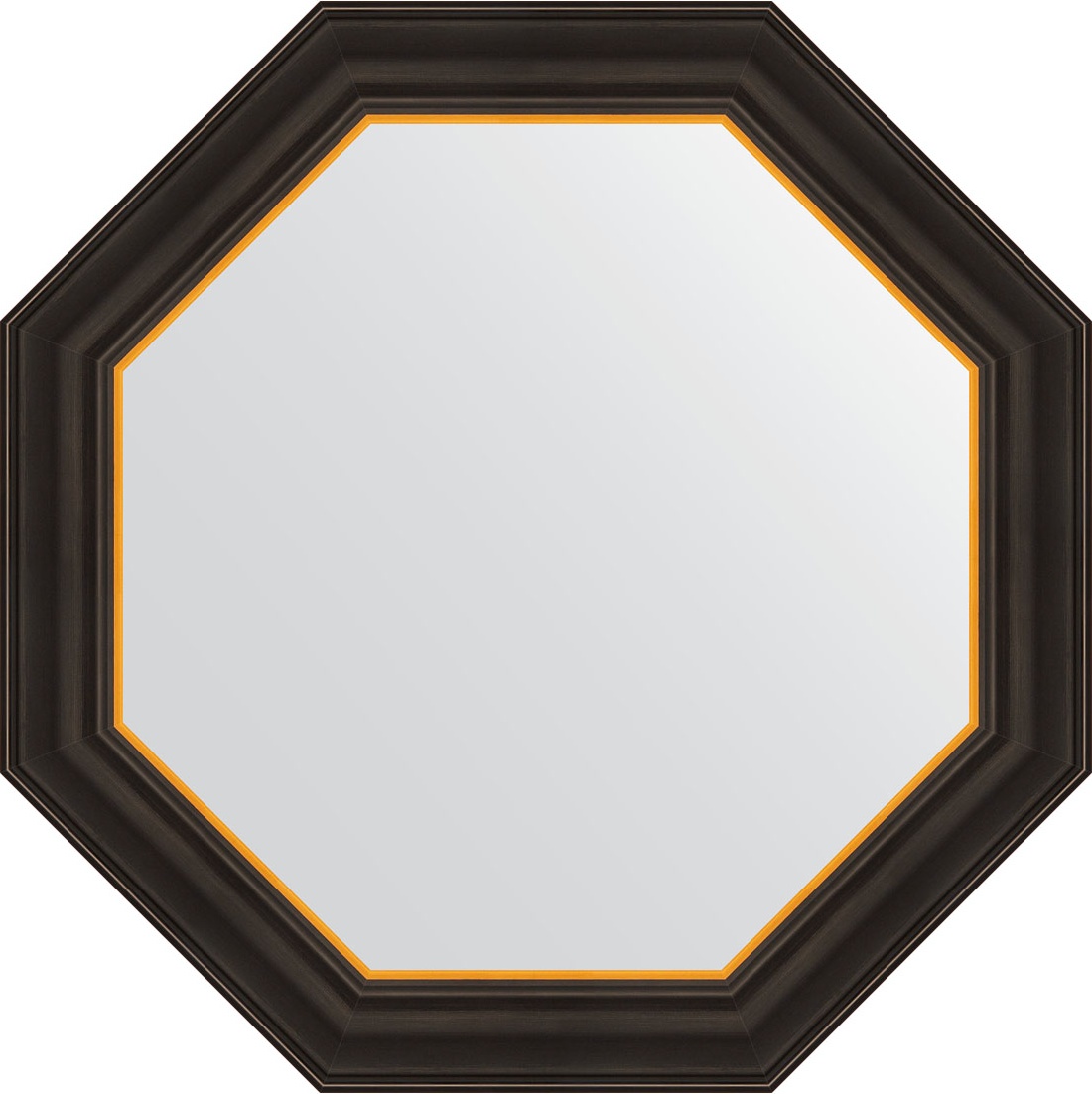 BY 3875 Зеркало в багетной раме - черное дерево с золотом 71 mm EVOFORM Octagon