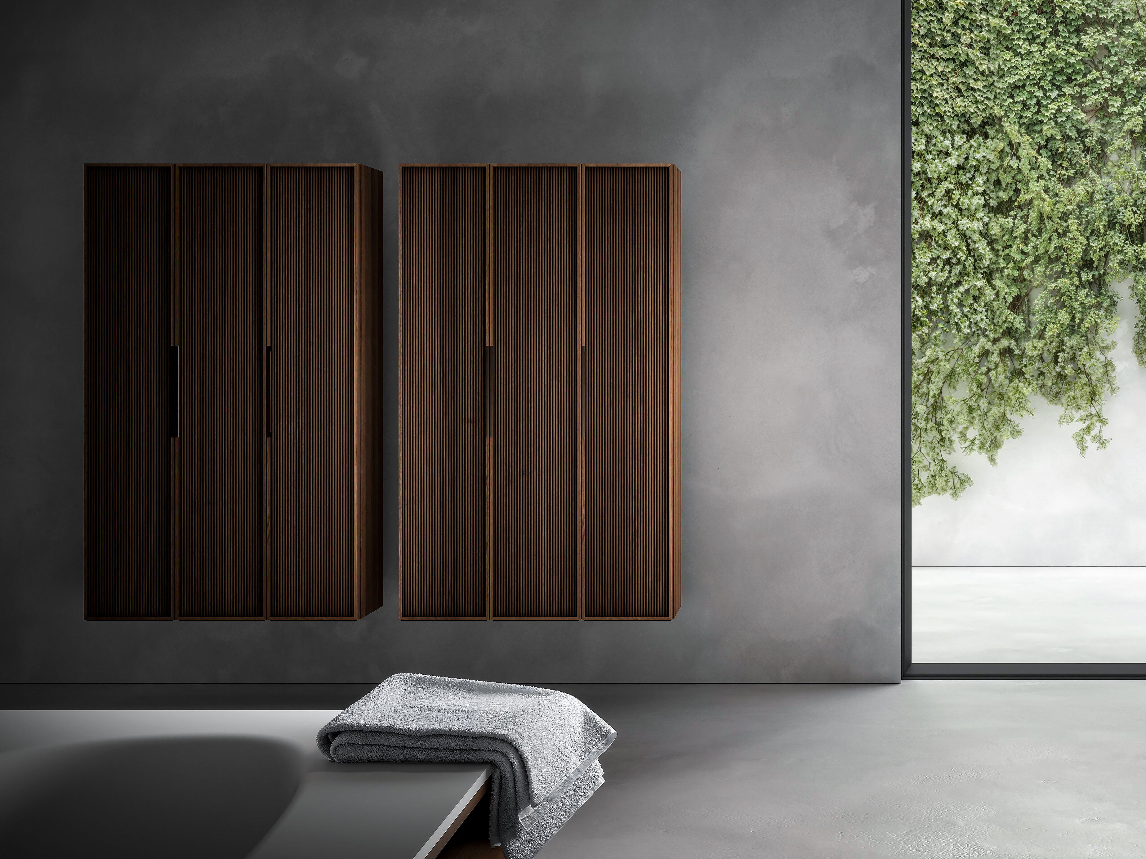 Подвесная колонна для ванной комнаты из грецкого ореха с дверцами Falper ViaVeneto Frame ARCH-00121603