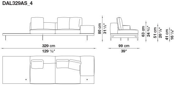 B&B Italia 3-х местный тканевый диван с шезлонгом Dock sun-id-1355318 - Вид №22