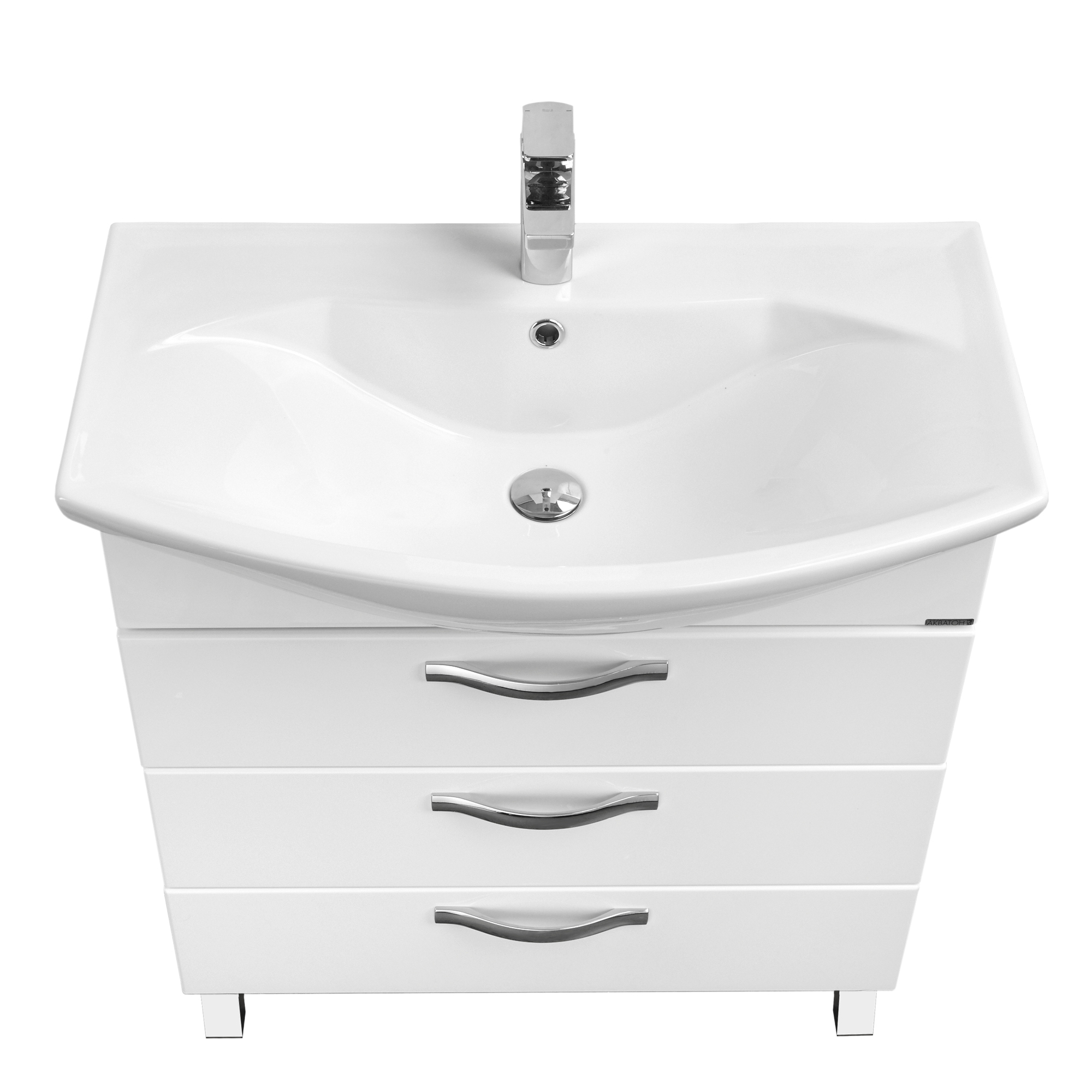 Тумба Ария 80 Н (1A141301AA010) белая глянцевая AQUATON - Вид №1