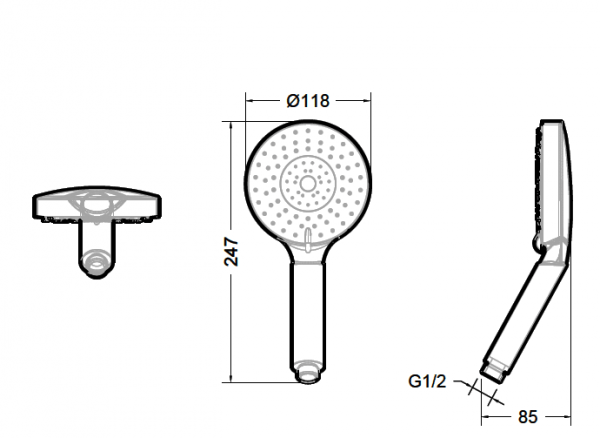 Душевая лейка - 5 режимов переключения LINE P7094C-RUS bravat - Вид №1