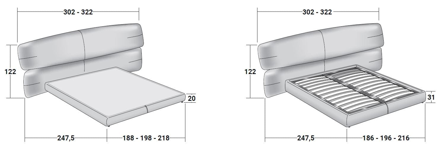 Двуспальная кровать из ткани с мягким изголовьем Flou YUNA ARCH-00127400 - Вид №5