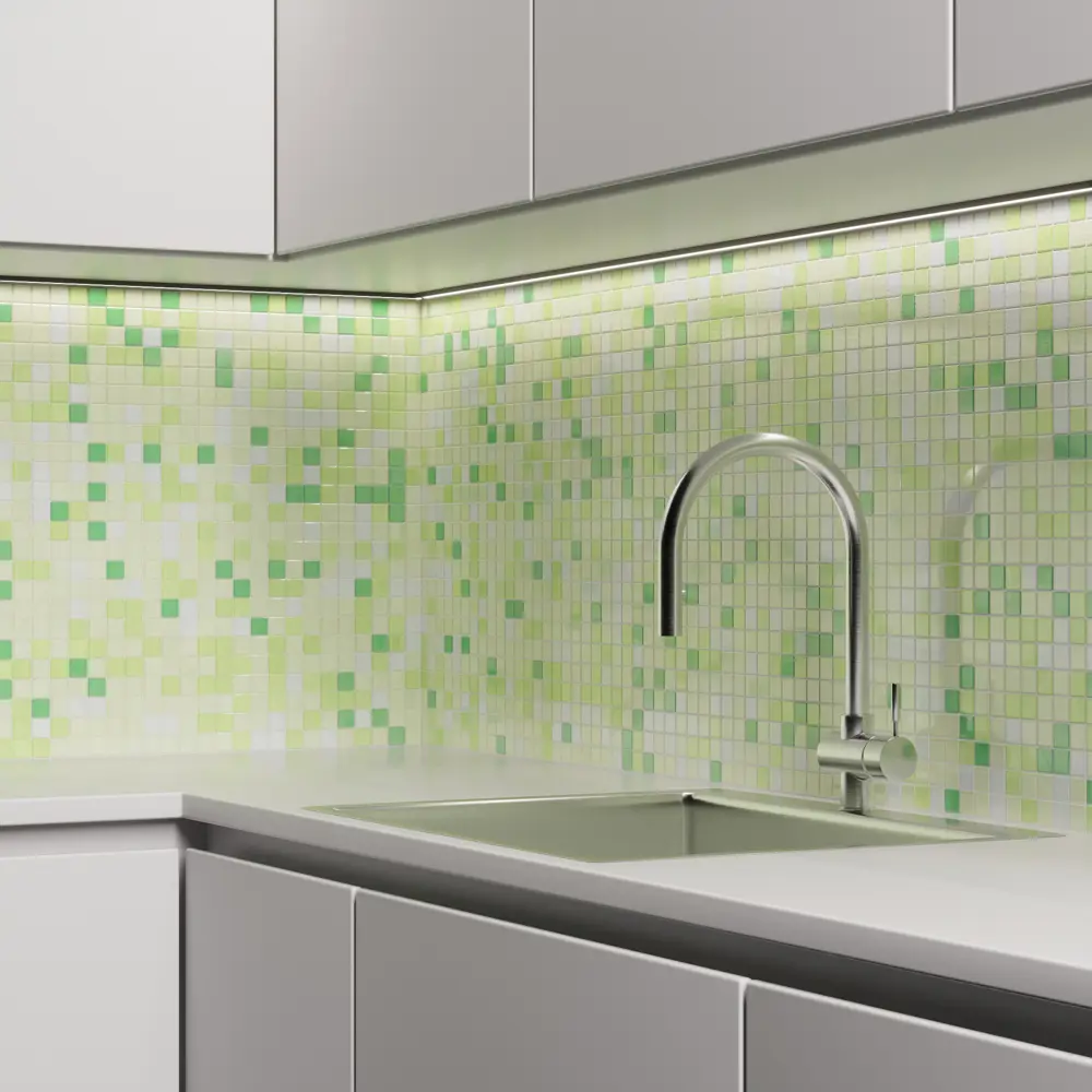 Стеклянная мозаика Kreaforta зеленая 30×30 см для ванной и интерьера 89400884 STLM-1568257 - Вид №4
