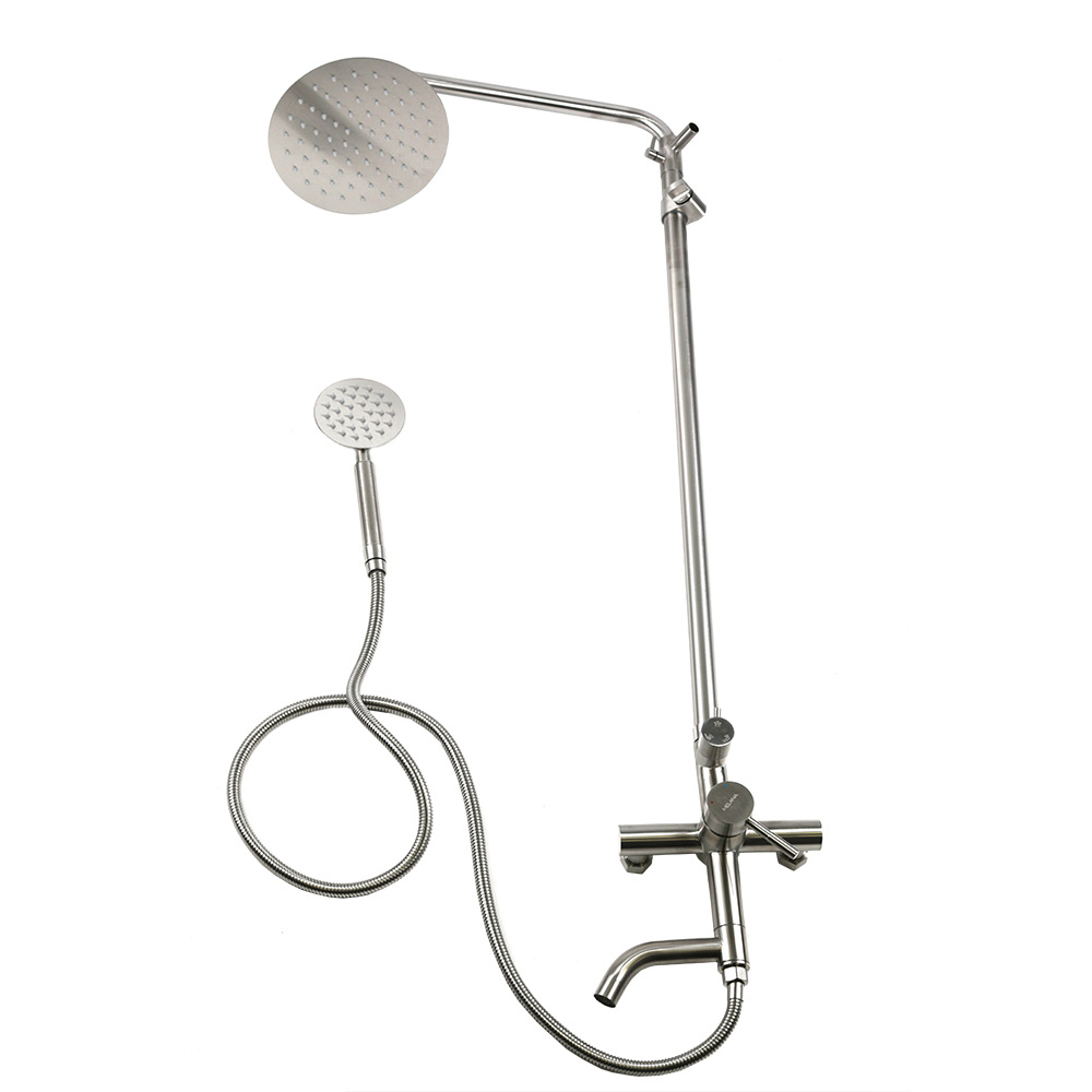 Душевая система MELANA-610107 Tondo нерж.сталь, с тропическим душем, лейкой и смесителем 610107 - Вид №9