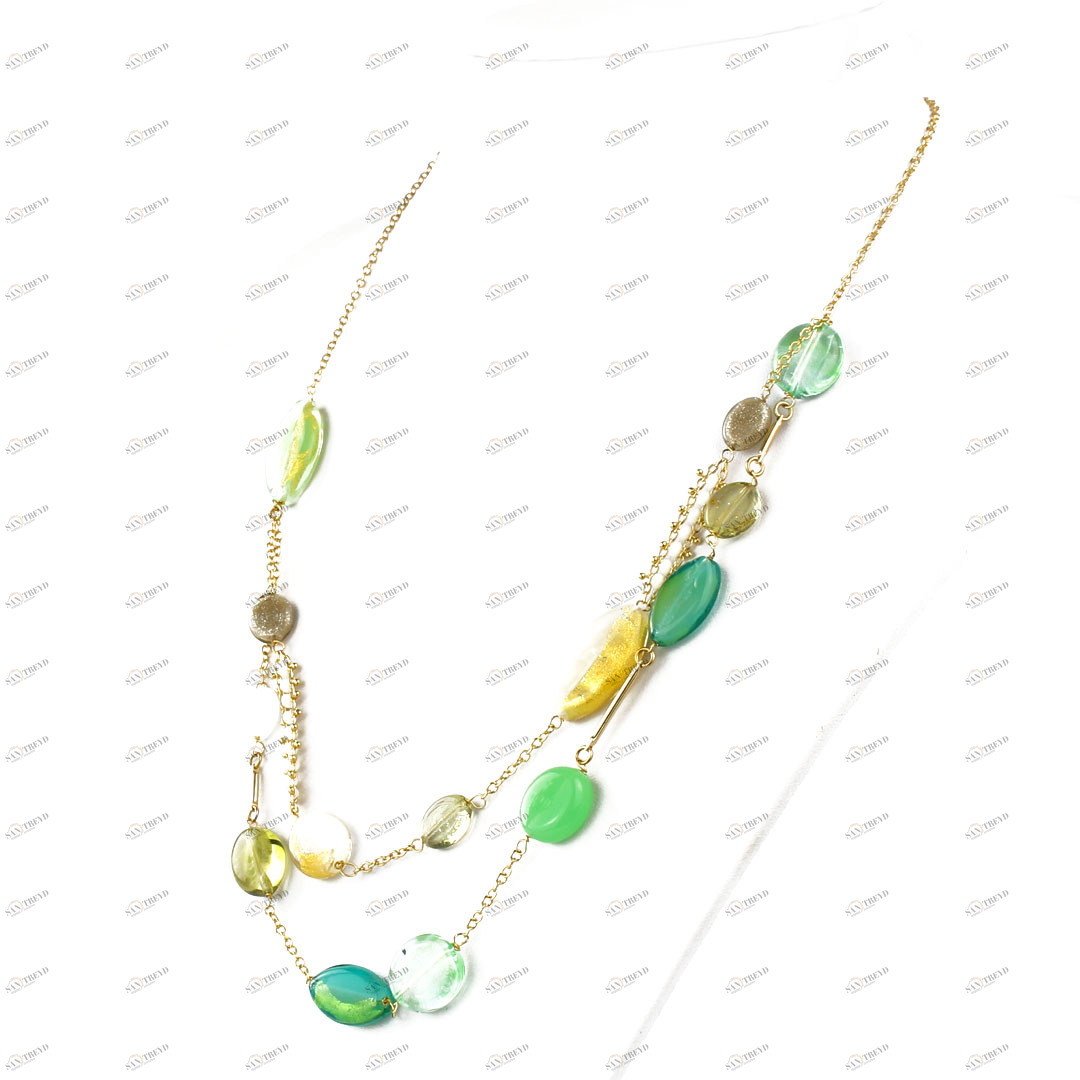 3838 ORIGINALMURANOGLASS Колье в два ряда Лилия - Коллекция Antica Murrina - муранское стекло OMG 88 см 