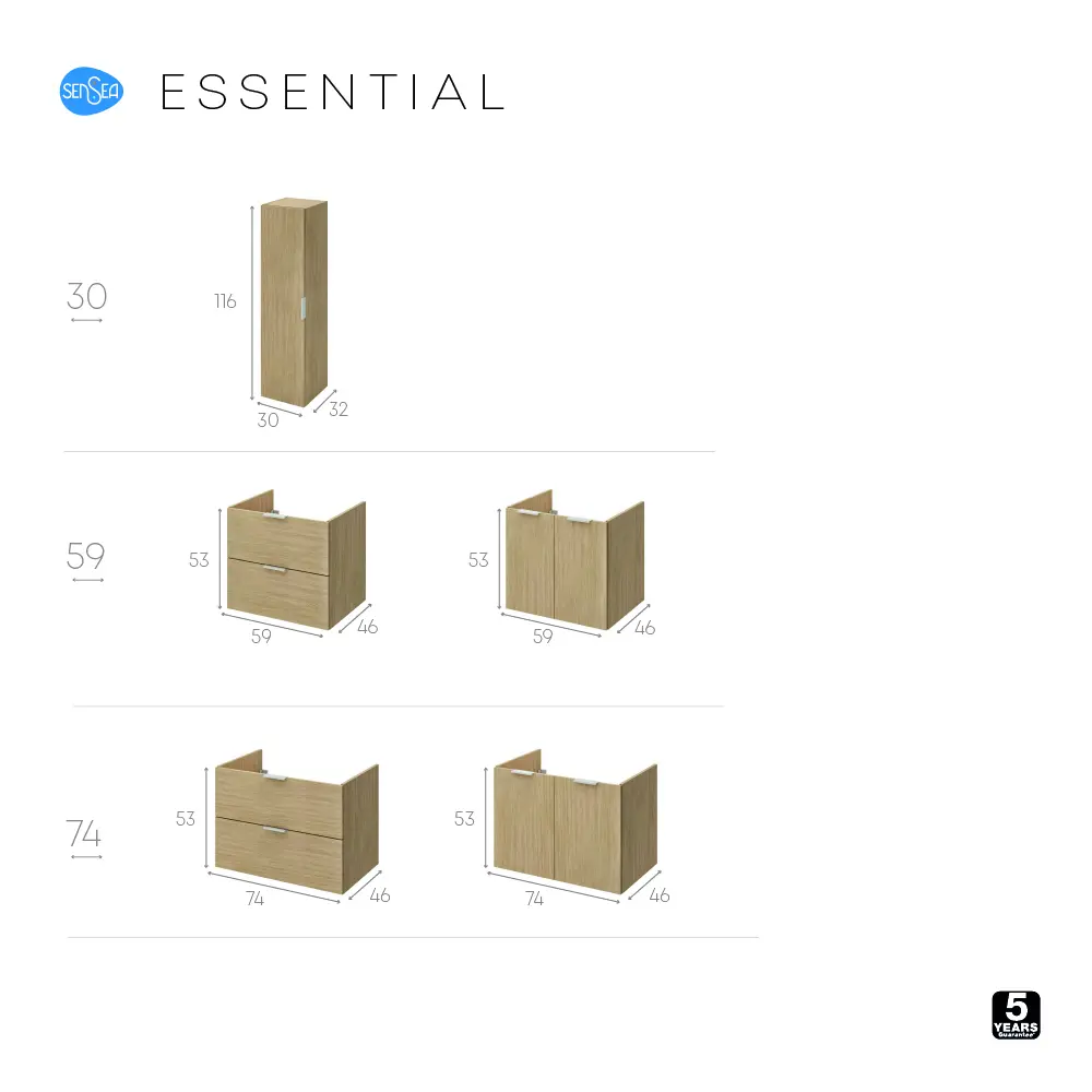 Тумба под раковину подвесная Sensea Essential с дверцами 60 см цвет дуб 82597807 STLM-2016112 - Вид №12
