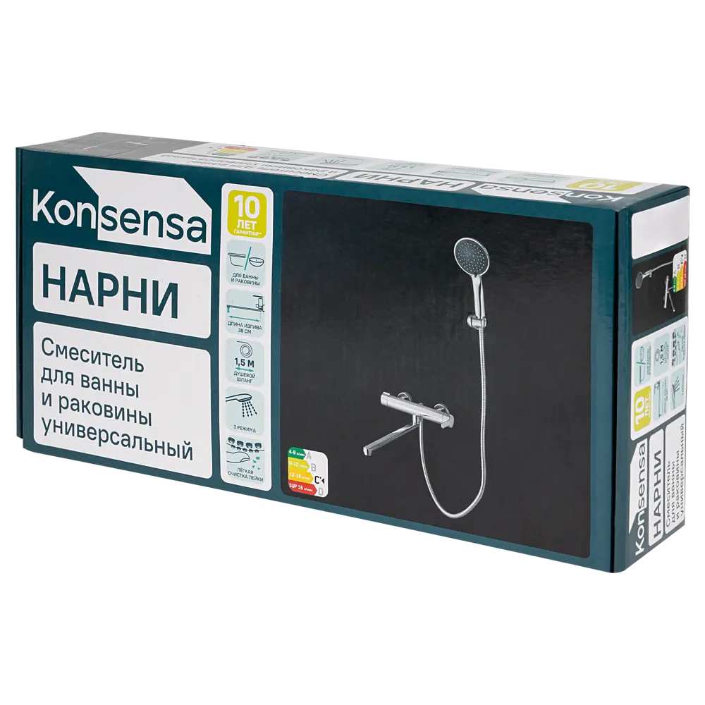 Смеситель для ванны KONSENSA Нарни YA3643 однорычажный универсальный с лейкой и шлангом цвет хром 89397912 STLM-2079530 - Вид №12