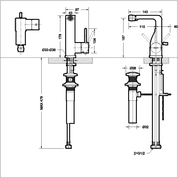 Смеситель для биде (Black) ARC F36061K bravat - Вид №1