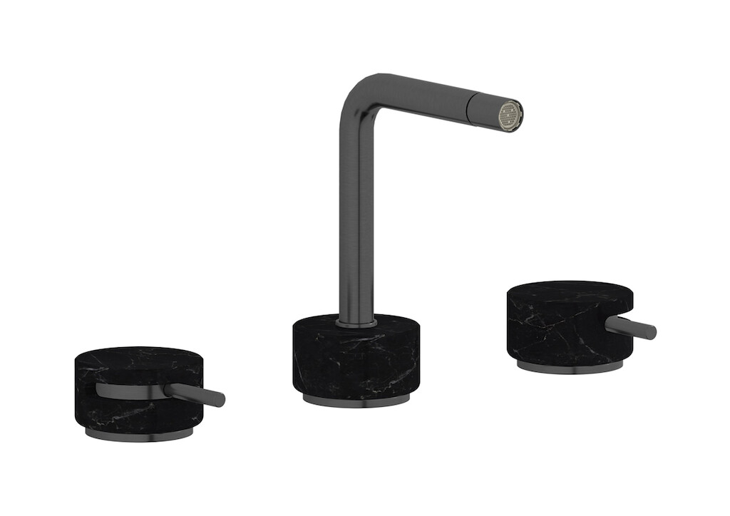 Смеситель для биде на 3 отверстия с донным клапаном WE ARE IB mm393cs_2 Brushed Black Chrome Marmo