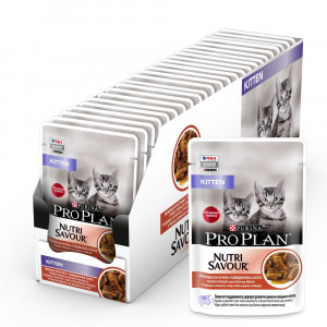 ПР0037491*26 Корм для котят NutriSavour с говядиной в соусе, пауч 85 г (упаковка - 26 шт) Pro Plan