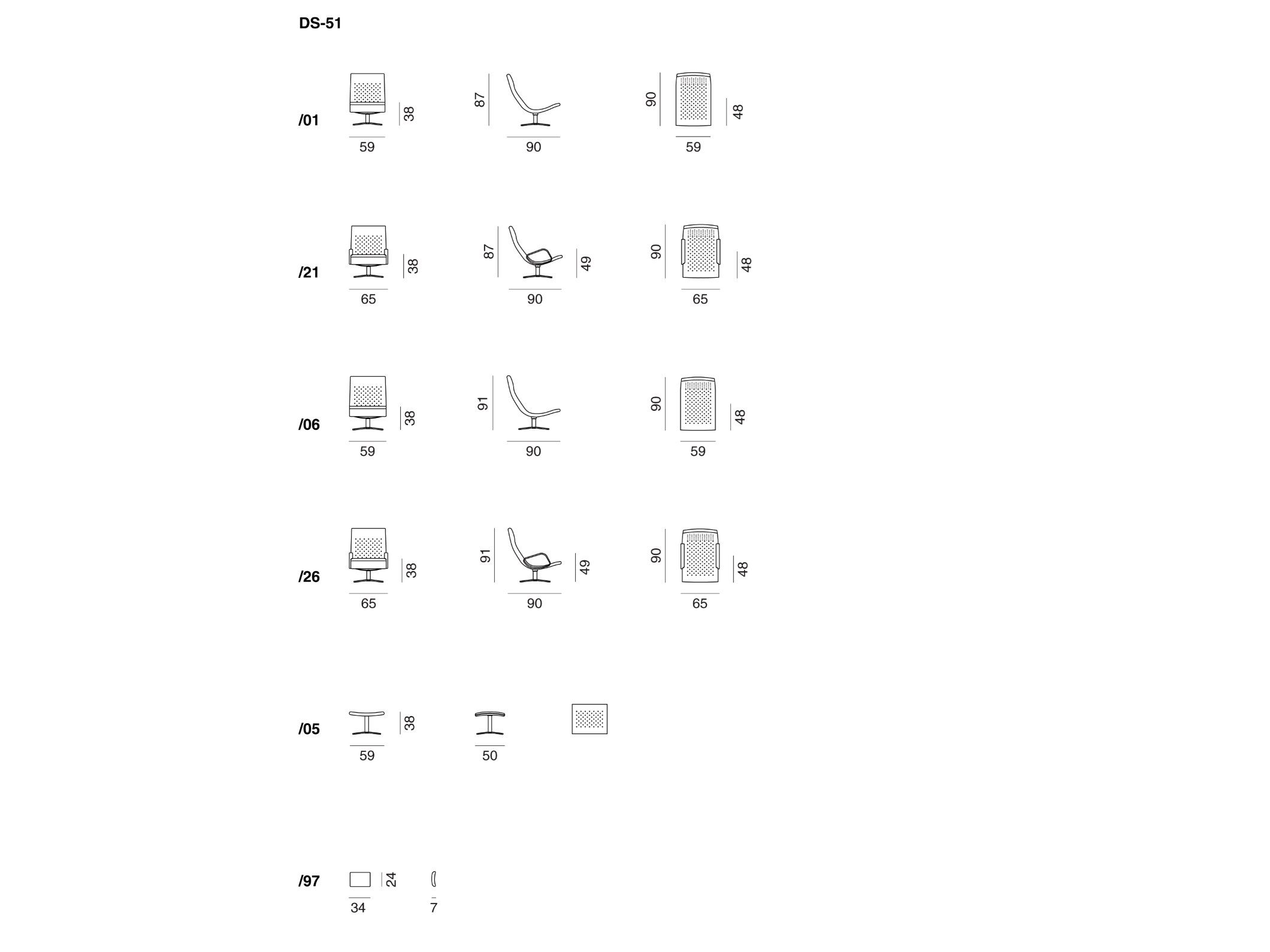 Вращающееся кресло с кожаными спицами de Sede DS-51 SLIM ARCH-00044774 - Вид №6