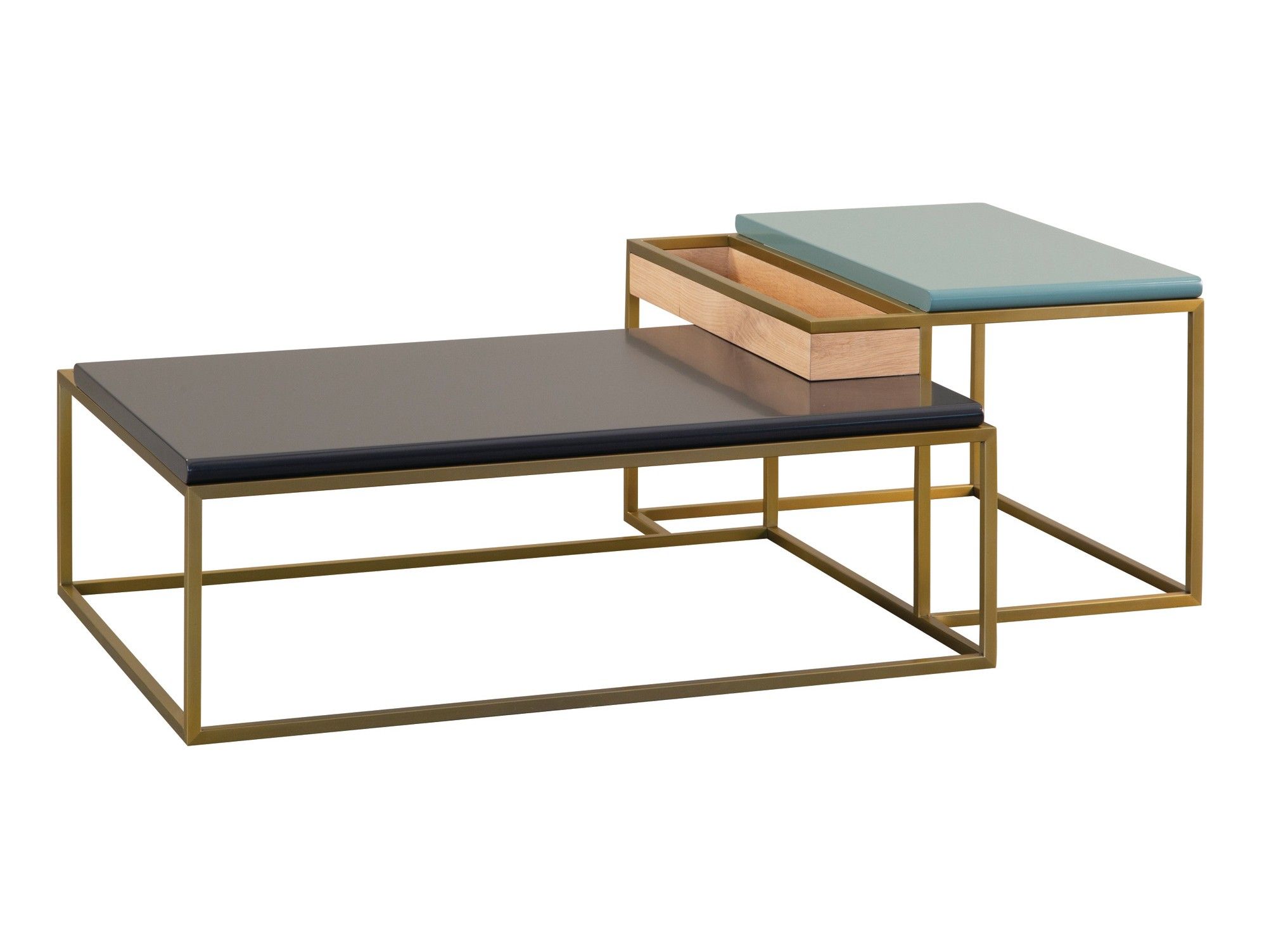 Низкий прямоугольный журнальный столик из нержавеющей стали и дерева ROCHE BOBOIS Paris Paname ARCH-00034353 - Вид №1