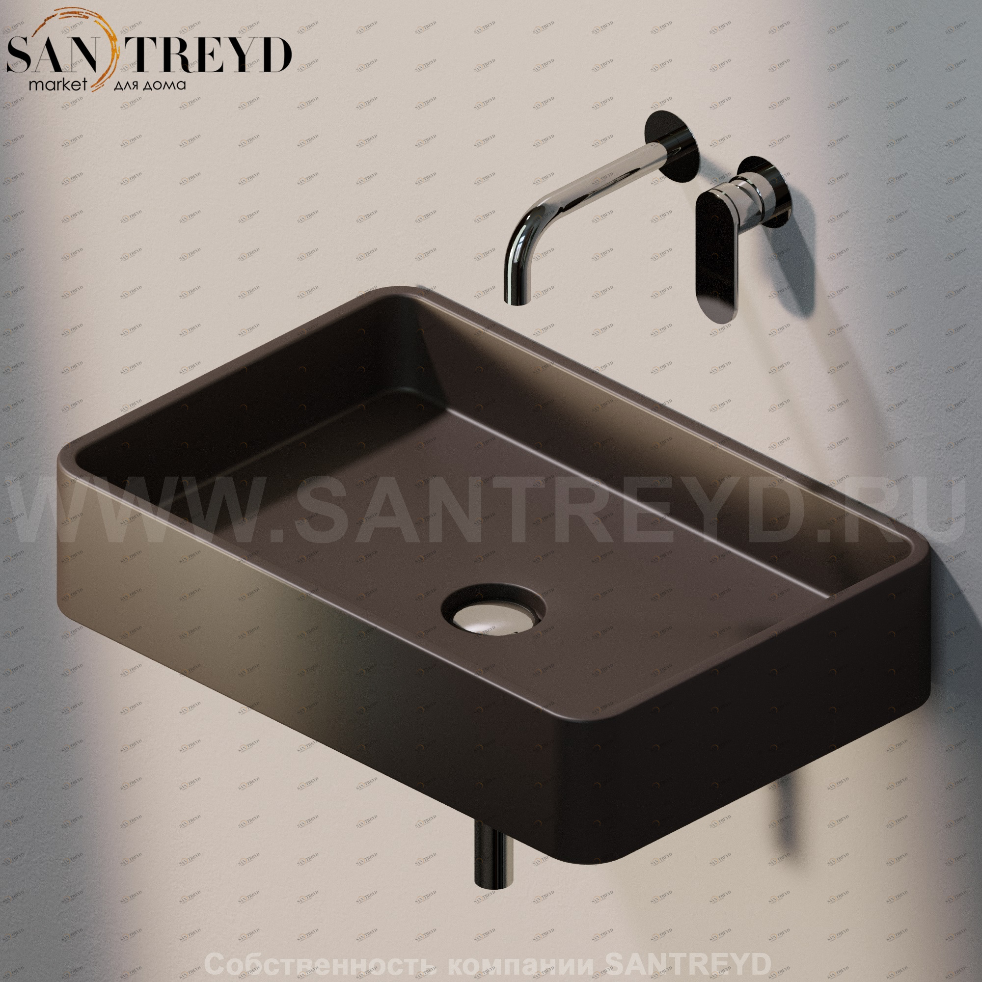 MWL607006 Подвесная раковина настенная прямоугольная Ceramica Flaminia Miniwash черная