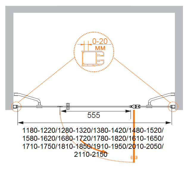 Душевая дверь в нишу CEZARES ELENA-W-B-13-30+60/30-P-Cr-L - Вид №5