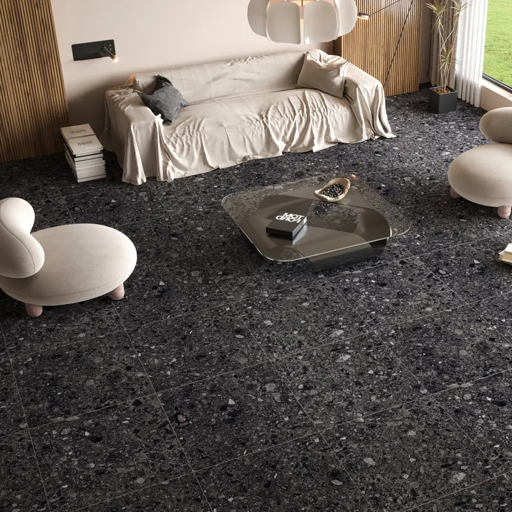 Глазурованный керамогранит Stonella Dark 60x60 см 1.44 м² матовый цвет черный 89458745 STLM-2016711 Santreyd