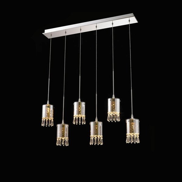Подвесной светильник Crystal Tube 6 от Delight Collection MD2544/6L DELIGHT COLLECTION ДИЗАЙНЕРСКИЕ 243727 Прозрачный;хром;дымчатый  - Вид №1