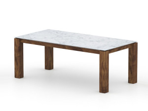 Прямоугольный стол из массива дерева и каррарского мрамора