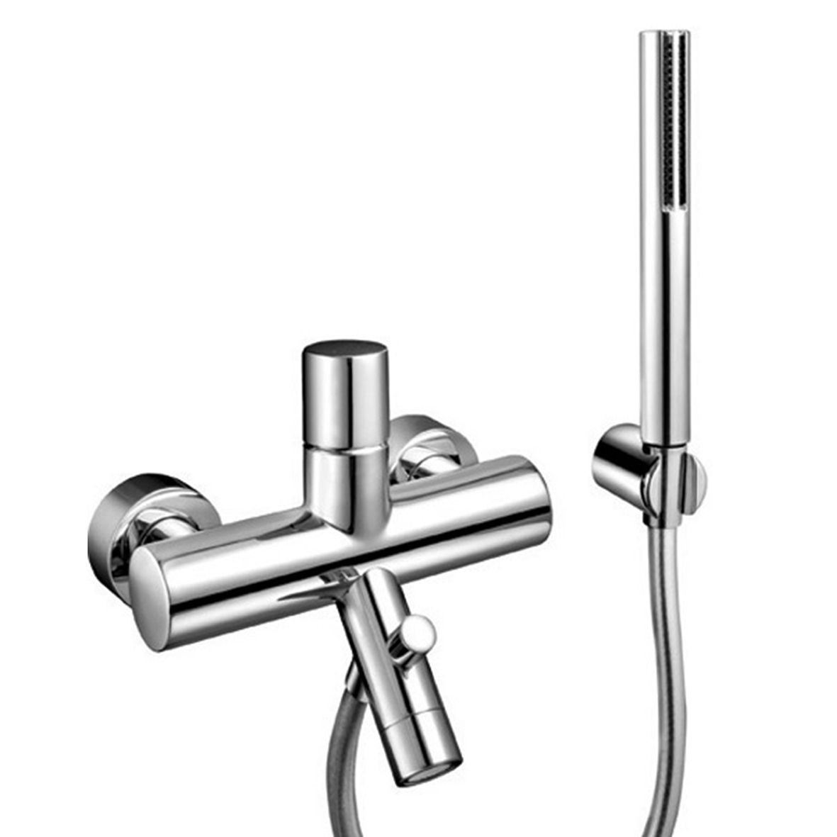 1615  Смеситель из стены для ваннывылет 14 см ручка автоматический переключатель на 2 потока ручная лейка SUN держатель ручной лейки гибкий шланг 150 см ПВХ Fantini NOSTROMO Santreyd