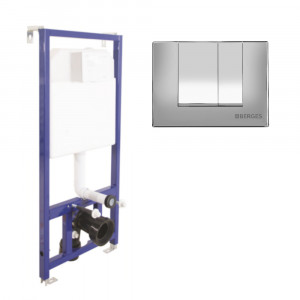 040242 Инсталляция BERGES для скрытого монтажа унитаза NOVUM кнопка S2 матовый хром  Berges NOVUM S5