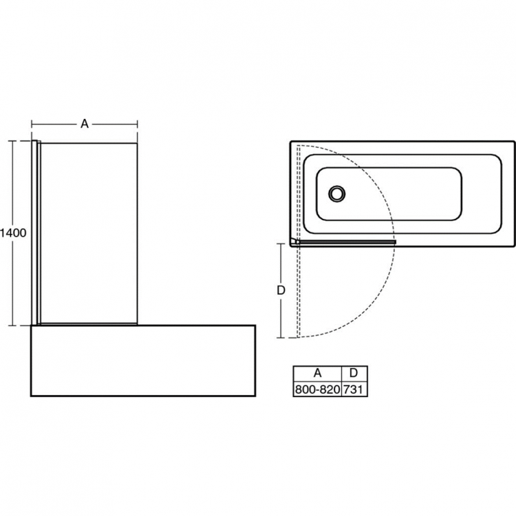 T9923V3 Душевое ограждения на борт вынны Ideal Standard Италия Connect 2 - Вид №4