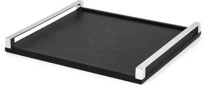 Giove Поднос - 32X21,5 см / металл-финиш_вороненая-латунь / зерненая кожа_темно-серый