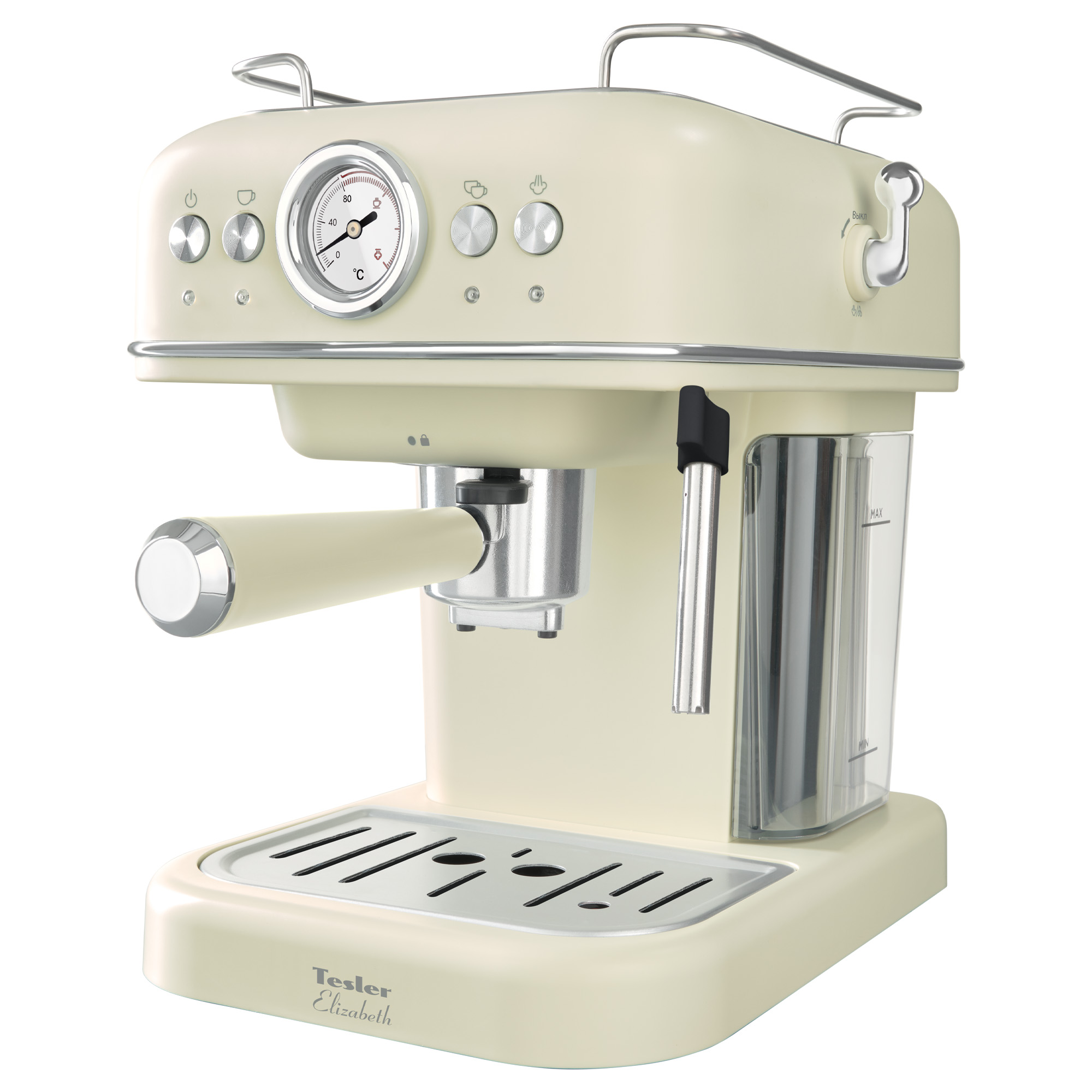 9130743 Кофеварка рожковая Tesler ECM-245 BEIGE бежевый STDN-0125325 - Вид №3