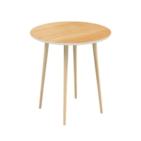 Стол обеденный круглый с деревянными ножками 90 см с белым кантом "Спутник" WOODI  00-3966001 Беленый дуб;бежевый  - Вид №3