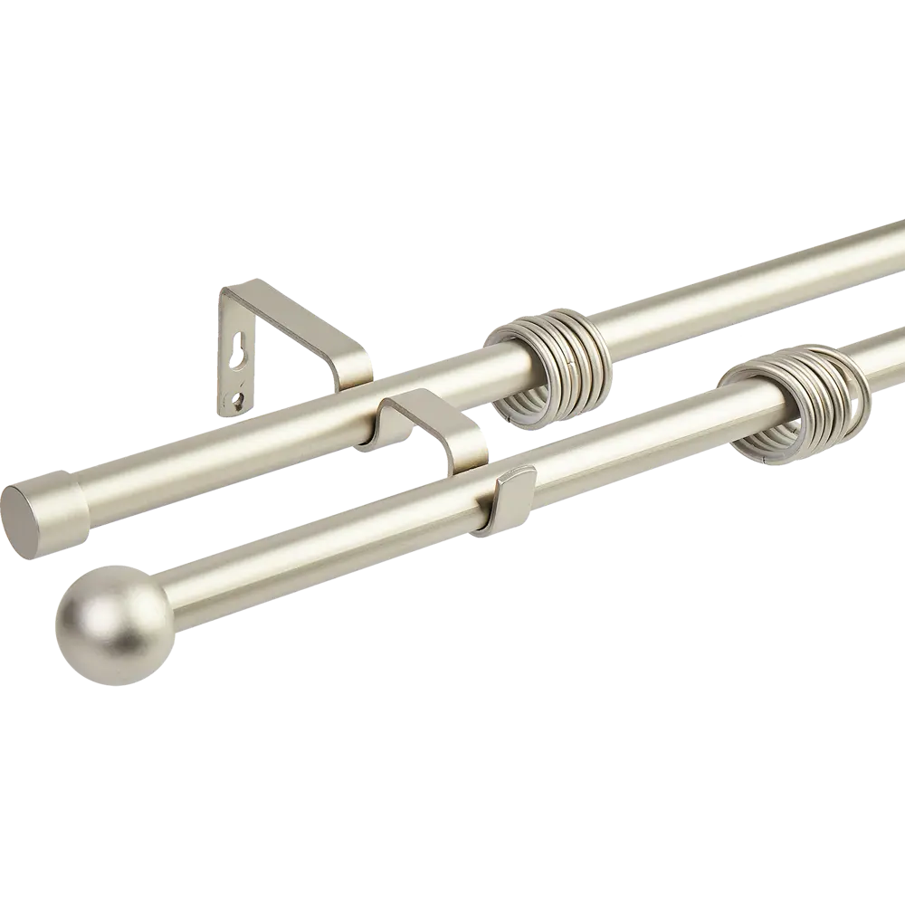 Карниз двухрядный раздвижной шар d19/16 мм 160-320 см металл цвет матовая сталь ORBIS STLM-2182987