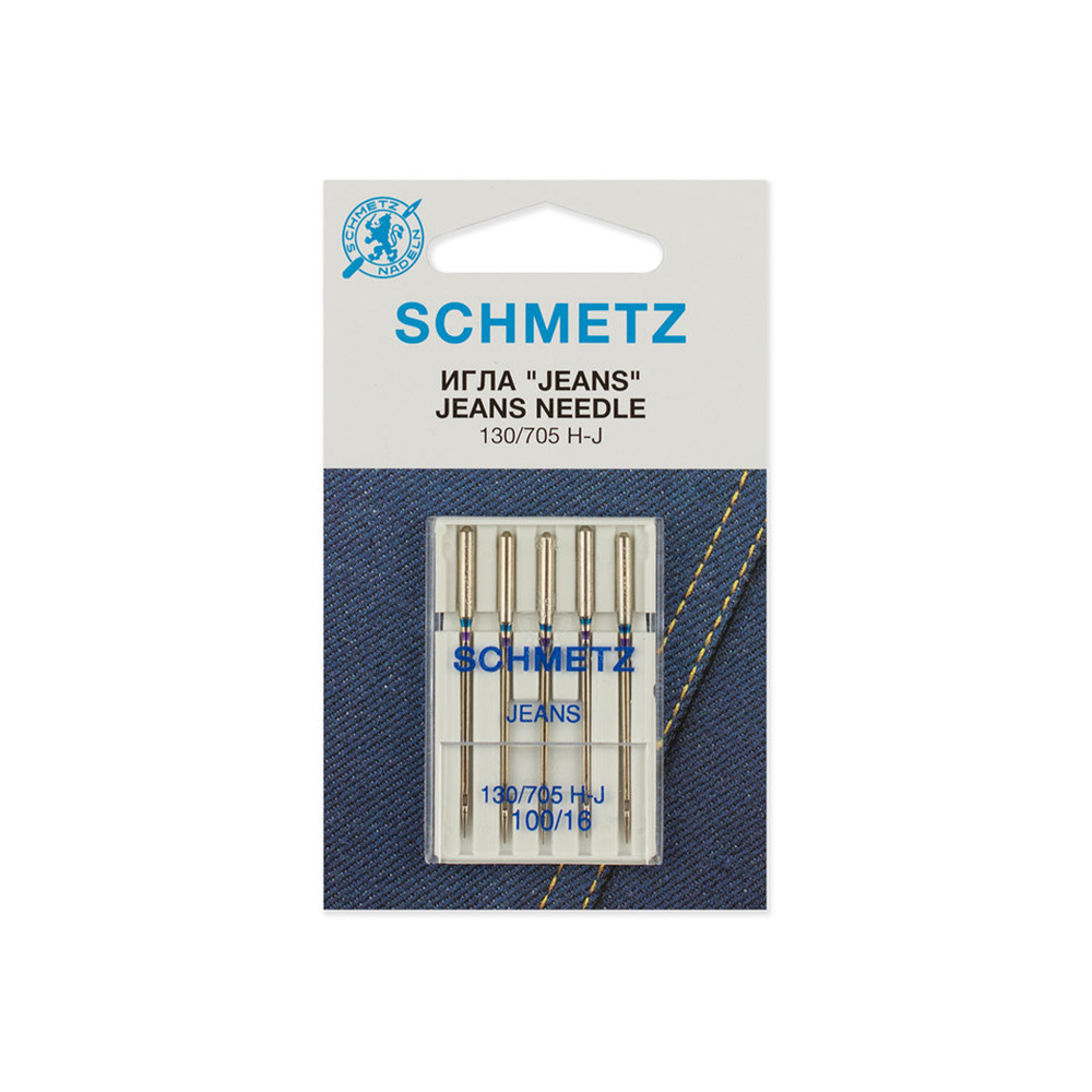 130/705H-J Иглы для быт. шв. машин Иглы для джинсы 5 шт №100 Schmetz 
