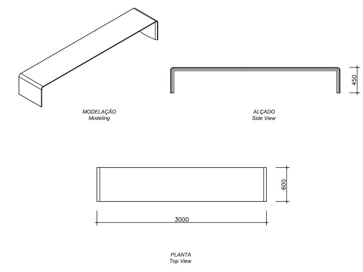 Бетонная скамья без спинки amop чистый AR+ ARCH-00024552 - Вид №3