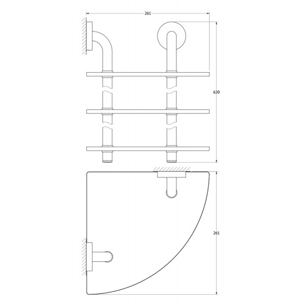 Полка 3-х ярусная угловая 26 см Ellux ELEGANCE ELE 054 sun-id-561814 - Вид №1